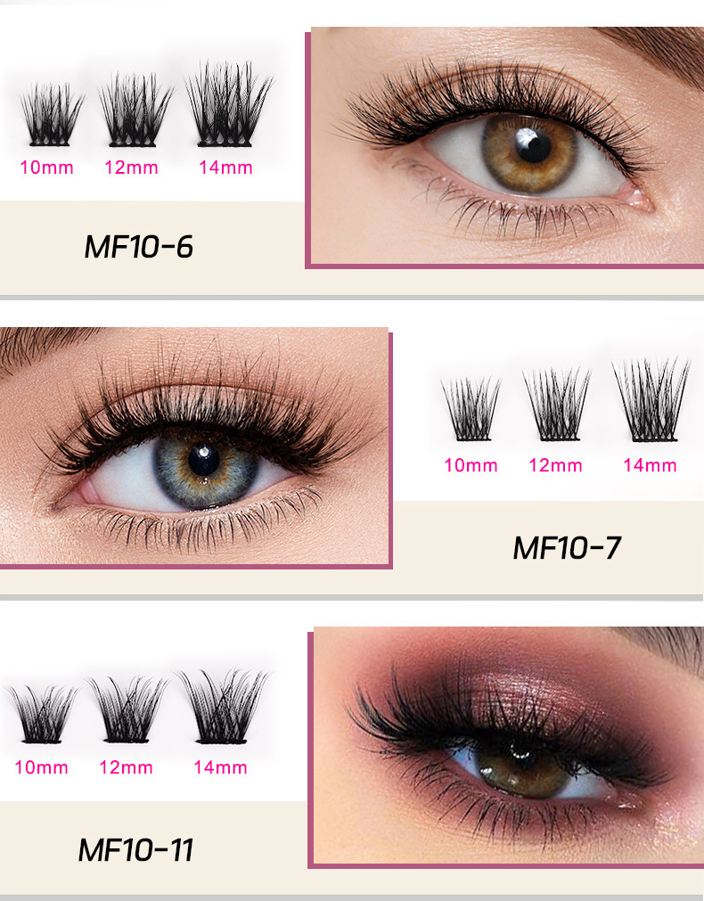 New foreign trade high-molecular self-adhesive false eyelash set without glue or removal for lazy people, thick and curled single cluster self-adhesive eyelash set undefined