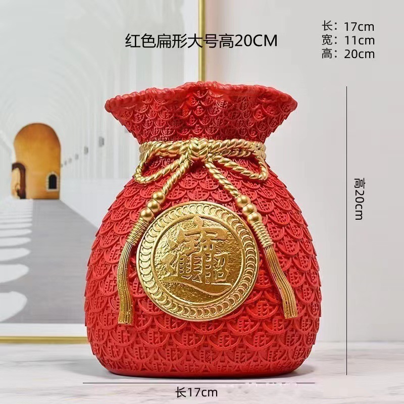 Chino suerte bolsa florero resina decoración casa fortuna significado bolsa de ahorro de la sala de TV decoración del gabinete