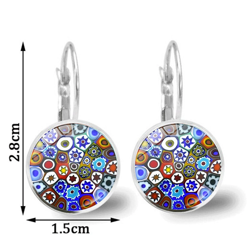 Glass silver earrings, Italy, France, french style