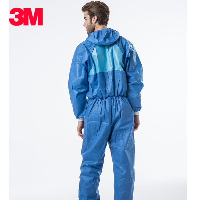 3M4532 + Blue Protective Suit with Hood, One-piece Spraying Chemical Limited Use Anti-static Anti-dust Suit