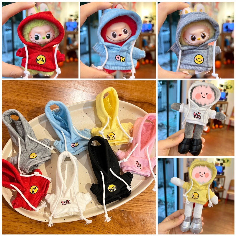 【Only Doll Clothes】4Th Generation Labubu Long-Legged Kt Cute Dress-Up Doll Clothes Accessories with Hooded Drawstring Sweatshirt