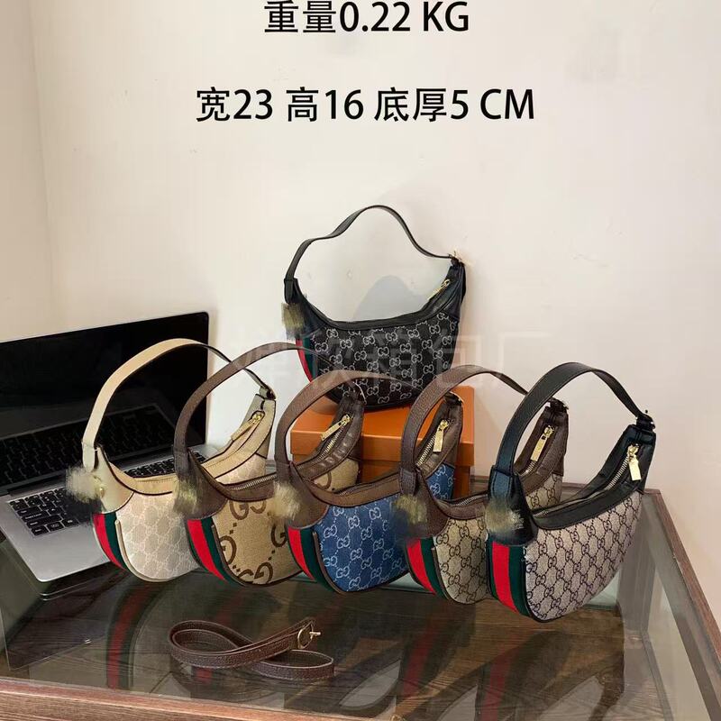 New Classic Presbyopic Ophidia Series Genuine Leather Double g Armpit Bag Versatile Crescent Pea Mini Shoulder Bag for Women