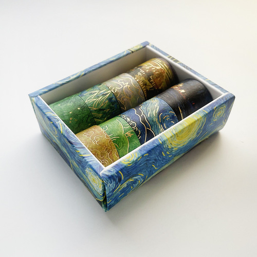 Van Gogh Starry Sky Oil Painting Bronzing Washi Tape Handbook Tape DIY Decoration 8 Combination Handbook Tape Stationery
