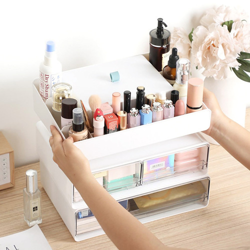 Drawer-type desktop cosmetics storage box pen holder storage drawer box desk storage rack organizer cabinet dormitory