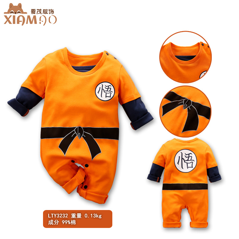 Ropa de bebé de dibujos animados ropa de verano y otoño Wukong Dragon Ball serie divertido algodón bebé mameluco mono transfronterizo al por mayor