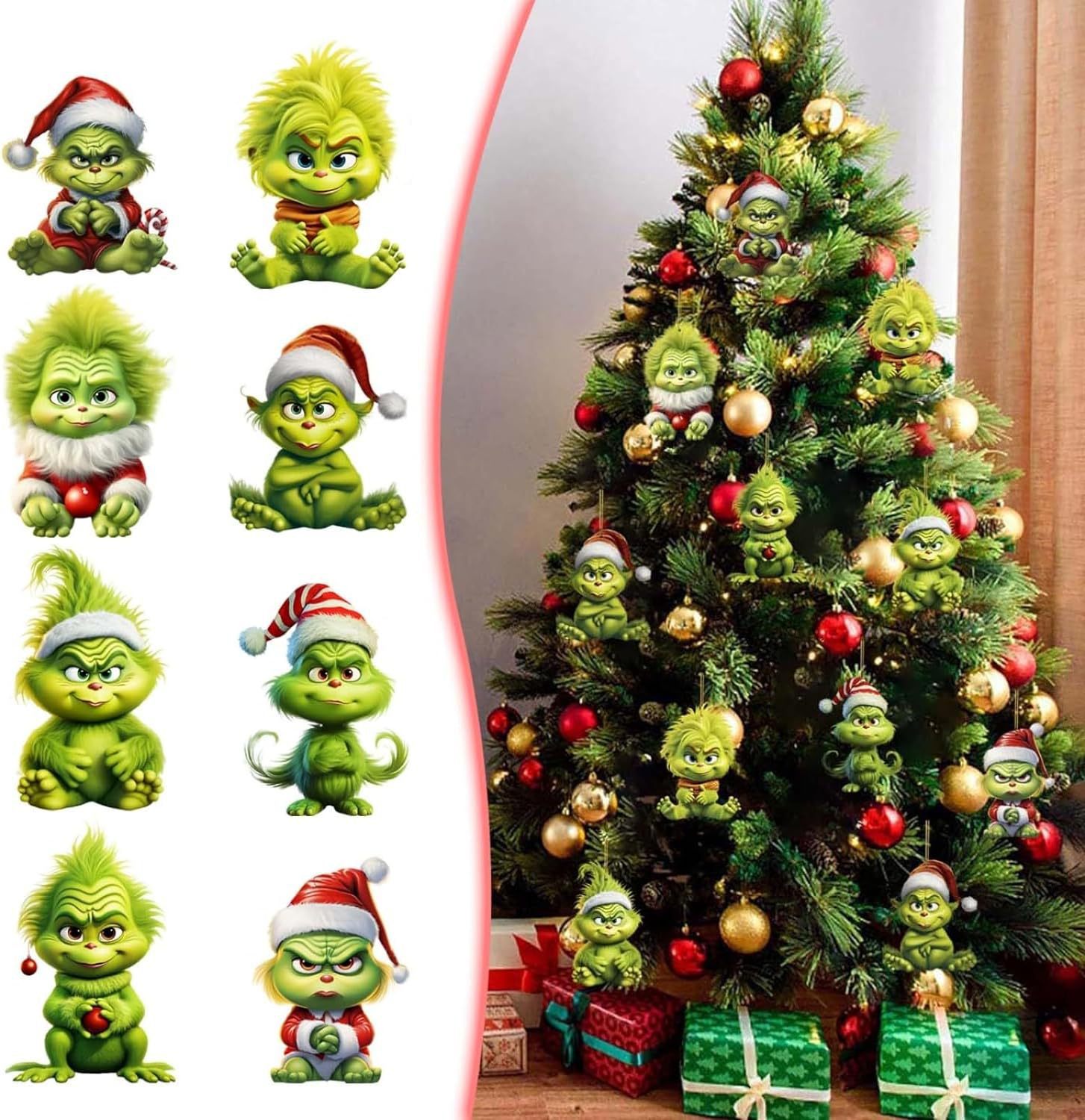 2023 transfronteriza nuevo Grinch adornos de decoración de Navidad de dibujos animados árbol de Navidad colgante decoración interior del coche de Navidad