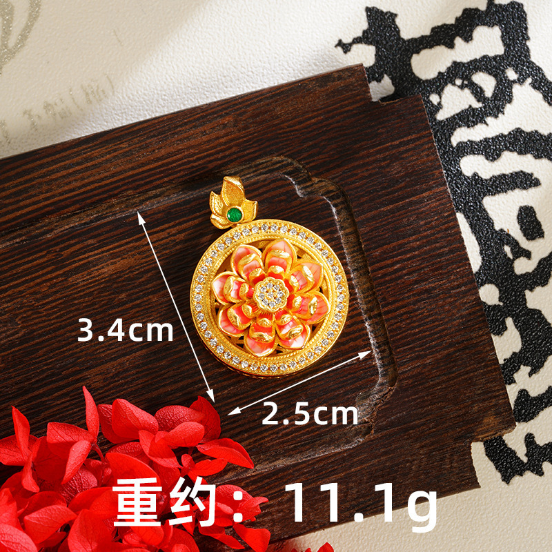 Herencia de oro de arena antigua, brújula de ocho tesoros, collar de bendición, estilo chino hueco, retro, marea nacional, joyería de aleación de cobre al por mayor