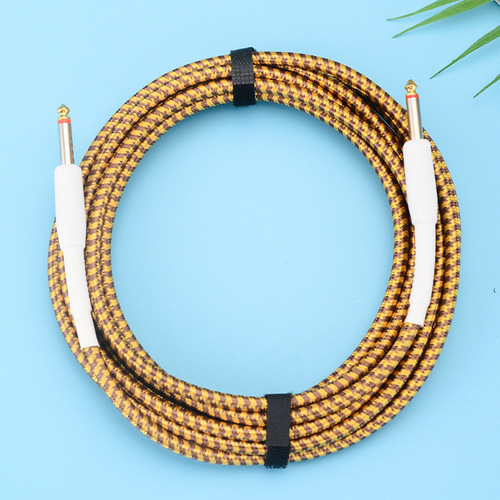 Guitar cable black leather high-end electric speaker audio cable bass popular electric guitar universal guitar braided wire