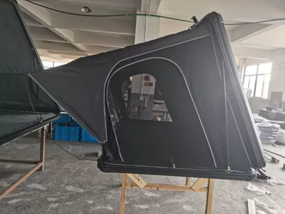 New aluminum alloy hard roof tent side opening free construction quick opening automatic large space car tent waterproof (Avtomobil dam çadırları) - 210132-black-cloth-2-big-and-1-small