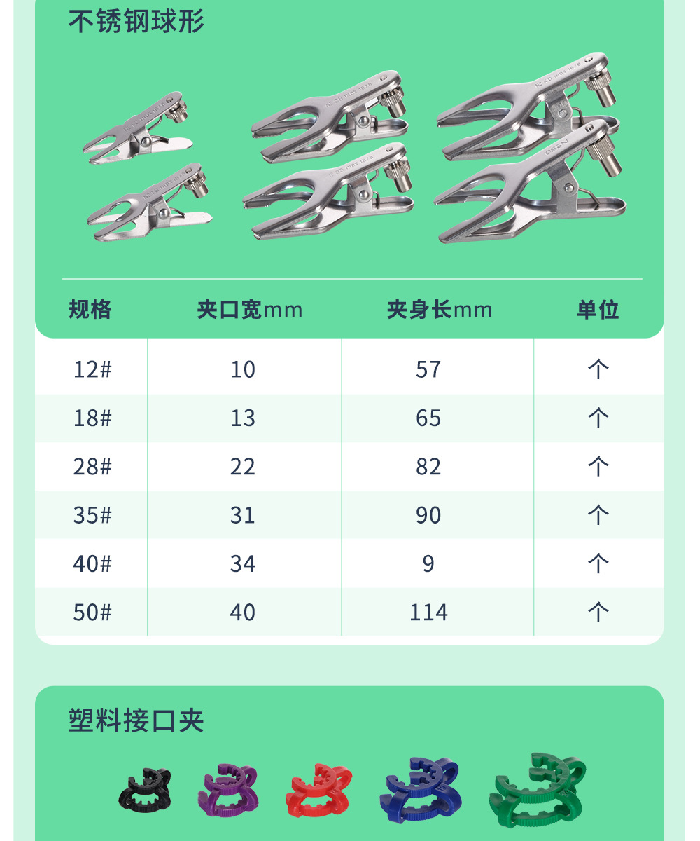 不锈钢球形 钢片 塑料接口夹标口夹 卡口夹 磨口夹塑料标准磨-阿里巴巴