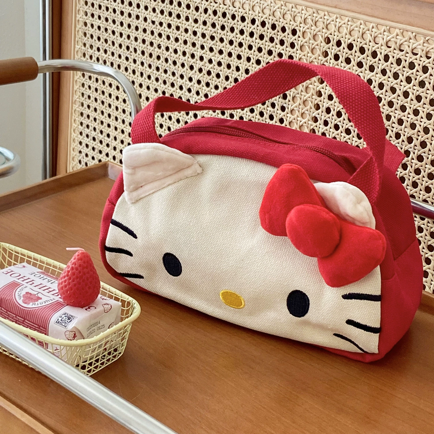 Ручной косметичка Japanese Cartoon Card Holder, холст 24×9×17 см, красная