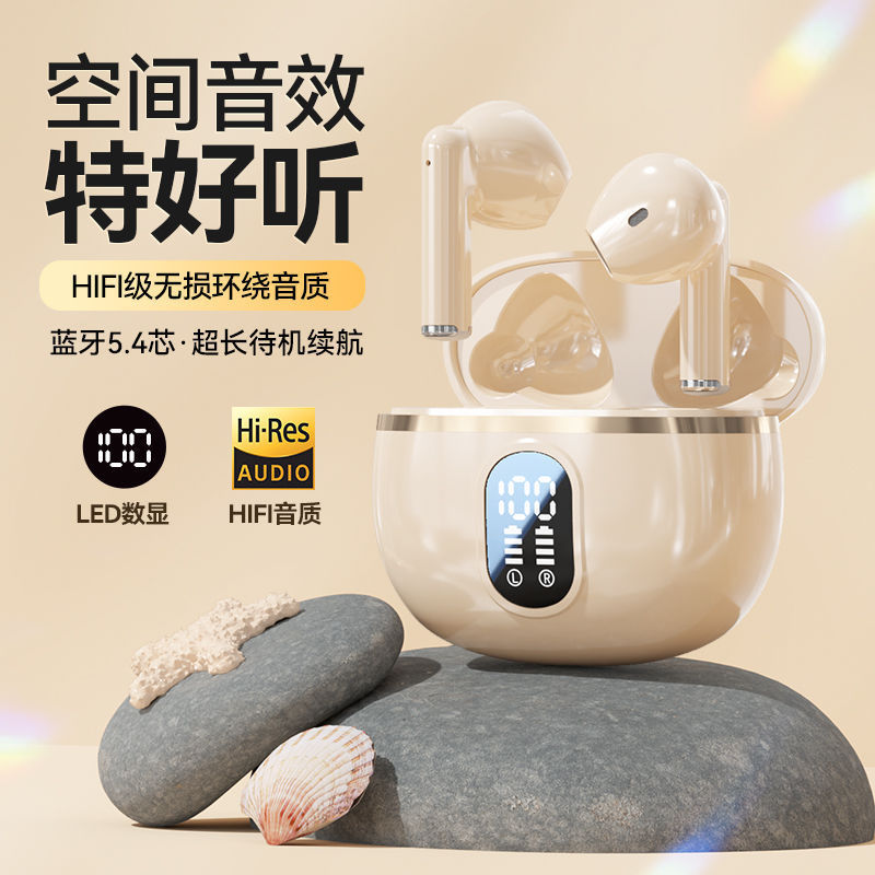 Wireless Bluetooth Headset Neutral J08 Semi-In-Ear Factory Spot Direct Sales Digital Display Power High Appearance and Long Battery Life