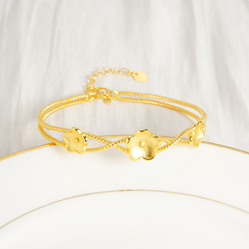 Flores de melocotón de oro Gufasha pulsera simple lujosa dama de alto nivel nicho no se desvanecerá joyas al por mayor