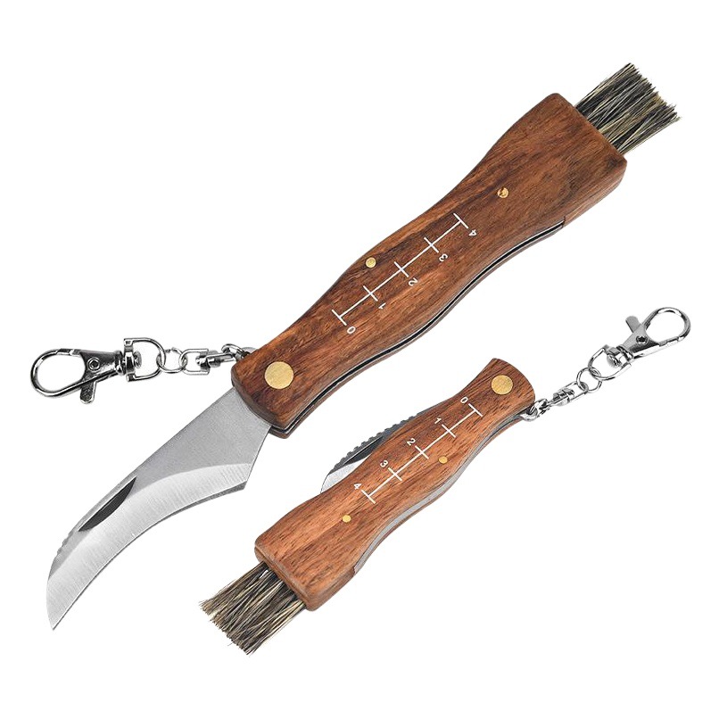Rosewood mushroom knife multifunctional outdoor knife camping knife brush outdoor survival folding knife folding knife