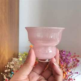 新款日式粉色葫芦茶杯家用玻璃品茗杯创意功夫二才盖碗茶具套装女
