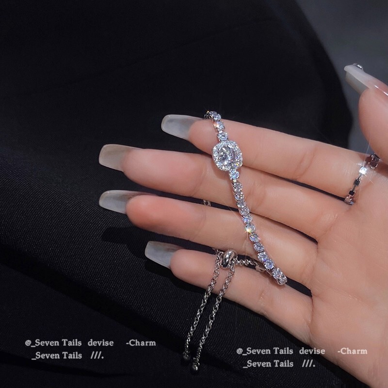 Silver Sparkle~ Full Diamond Design Niche High-End Bracelet 2025 New Style Accessible Luxury Ins Style Bracelet for Girls