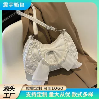 今年流行复古蝴蝶结包包女春2026新款潮流时尚珍珠腋下单肩斜挎包