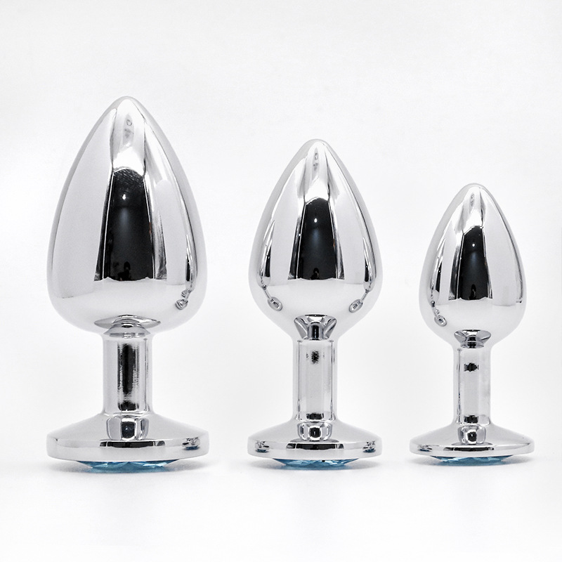 Plata redondo pequeño mediano grande traje metal anal plug masculino y femenino masturbación anal expansor juguetes adultos del sexo
