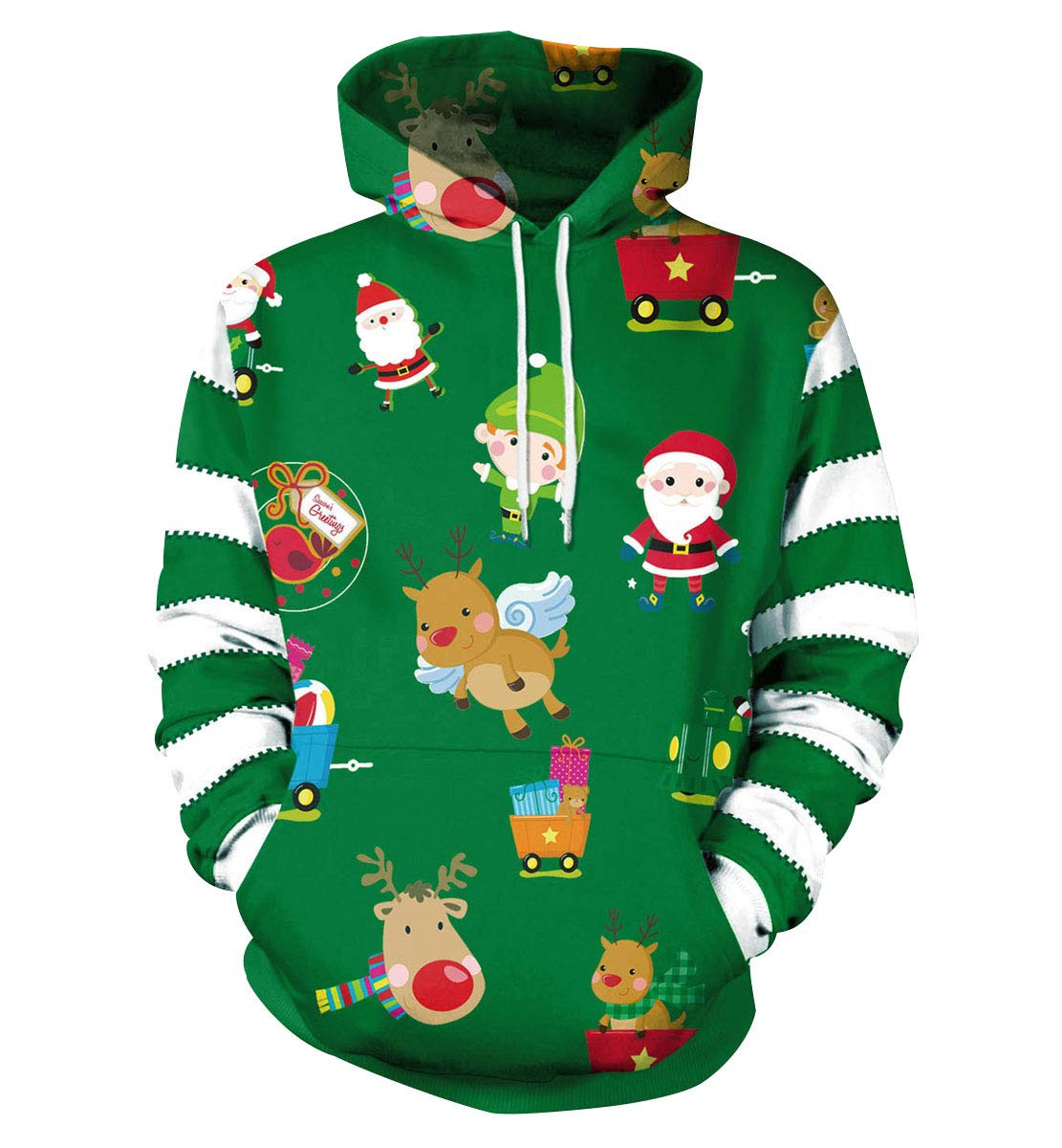 Primavera y otoño Navidad suéter con capucha impresión digital 3D hombres y mujeres con la misma tendencia suéter casual suelto