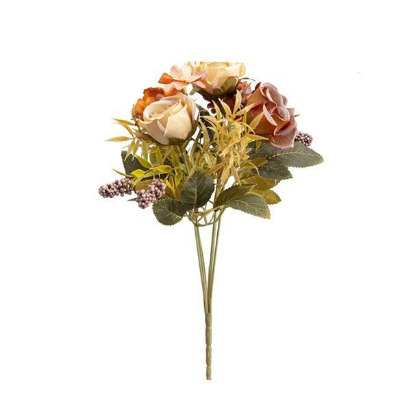 Autumn roll rose fake flower bouquet cross -border European -style…