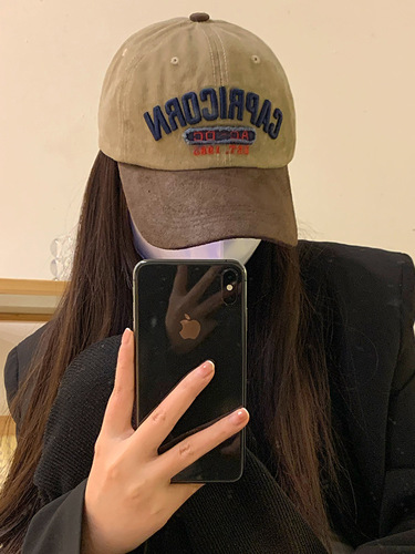 Old retro American casual peaked cap for women new niche embroidered letters big head circumference showing face small baseball cap trendy