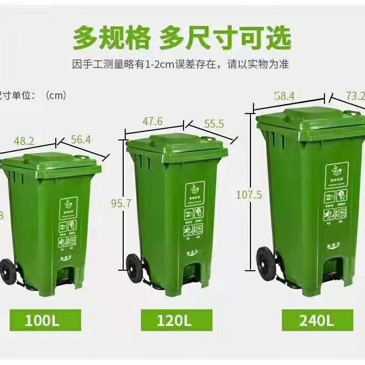 Plastic Trash Can, Large Square Trash Bin, Outdoor Sanitation Trash Can, Peel Bin for Recycling