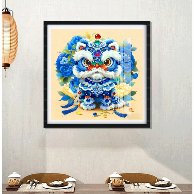 [Tela de seda antigua] Mona Lisa Real bordado cruzado Rui León Fugu imagen simple estilo chino auspicioso bordado a mano sala de estar image 4