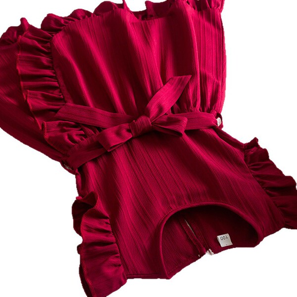 Summer fashionable solid dress with a round collar