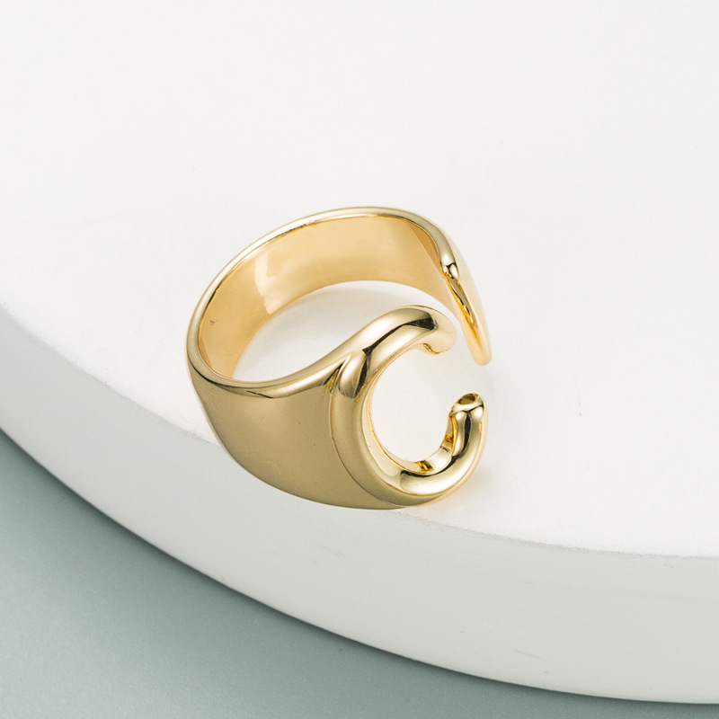 fashion copper plated English alphabet open ring