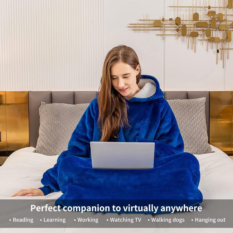 Aisbo Women's Extra Large Hoodie - Sherpa Fleece Unisex Adult Wearable Hoodie Thickened