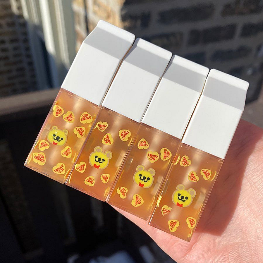 Comercio exterior transfronterizo niños esmalte labial para niños colorido esmalte labial para osos gatitos lindos caja de leche esmalte labial