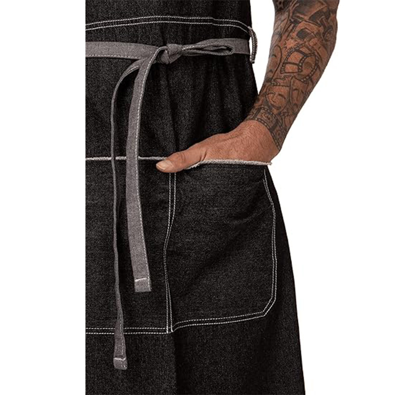 Transfronterizos Amazon delantal denim logo personalizado restaurante leche barista ropa de trabajo barbería delantal cuello