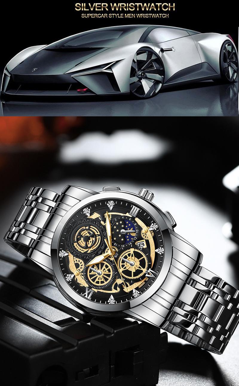 105g Weight Tempered Glass Mirror Material Stainless Steel Strap Material Business Star Double Side Snaps Quartz Men's Watches