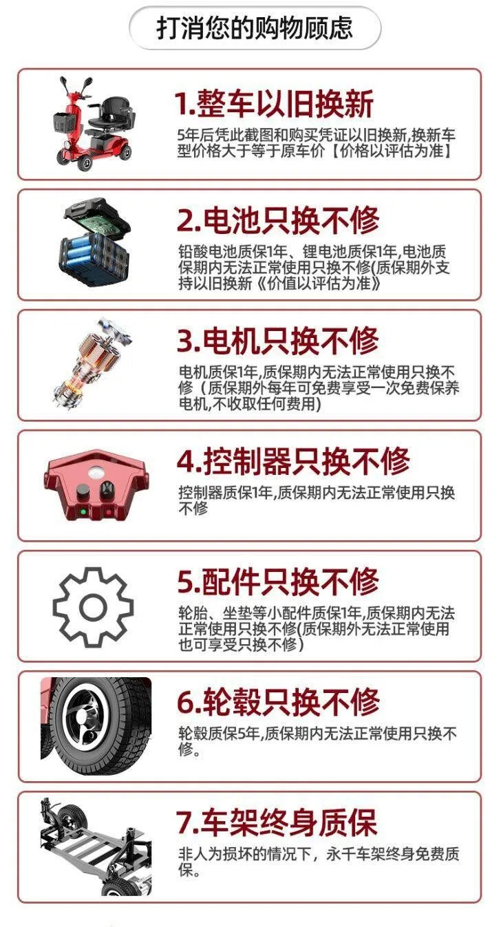 Elderly Mobility Scooter, Four-Wheel Electric Vehicle for Disabled People, Double-Seater, Foldable, Small Electric Scooter for Home Use, Low-Speed Folding