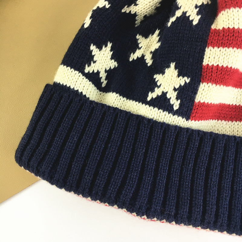 Unisex Cute hairball knitted hat Autumn Winter men's and women's trends Star striped warm woolen hat pullover hat_voghion.com