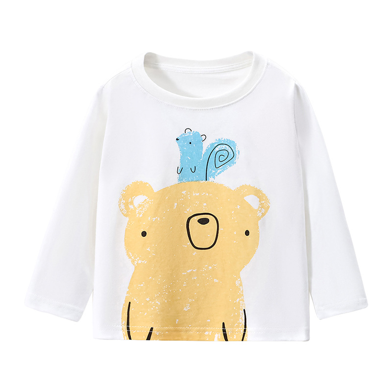 JOJOBEBE otoño nueva ropa infantil europea y americana Camiseta de algodón de manga larga de dibujos animados cuello redondo Camiseta de los niños