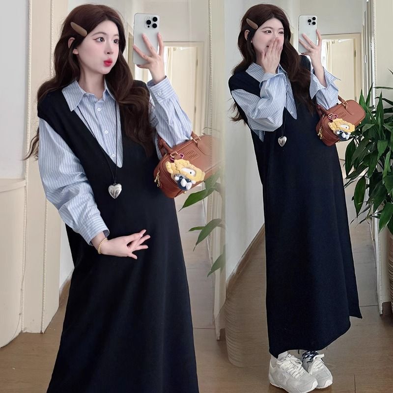 Maternity Wear Early Spring 2026 New Striped Tank Top Dress Summer Dress Two-Piece Set High-End Outfit Set Maternity Wear Early Spring 2026 New Striped Tank Top Dress Summer Dress Two-Piece Set High-End Outfit Set