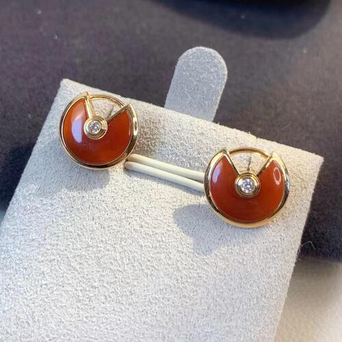 925 Silver Plated 18K Gold White Mother-of-Pearl Red Agate Malachite Peace Symbol Earrings