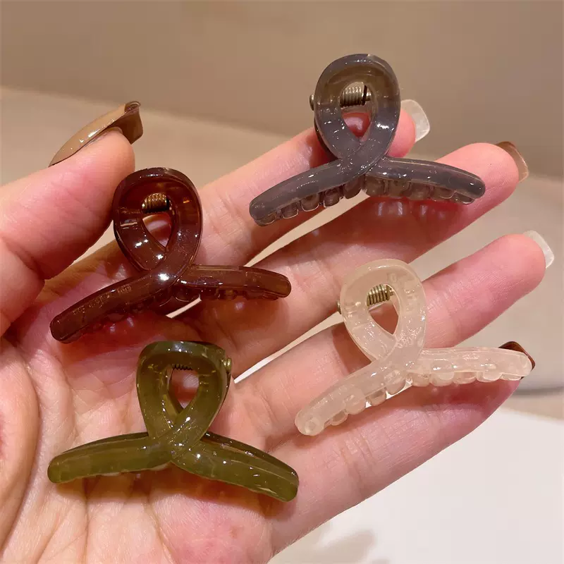 韩版百搭刘海侧边小爪夹少女心果冻色可爱精致小抓夹纯色绿色发夹