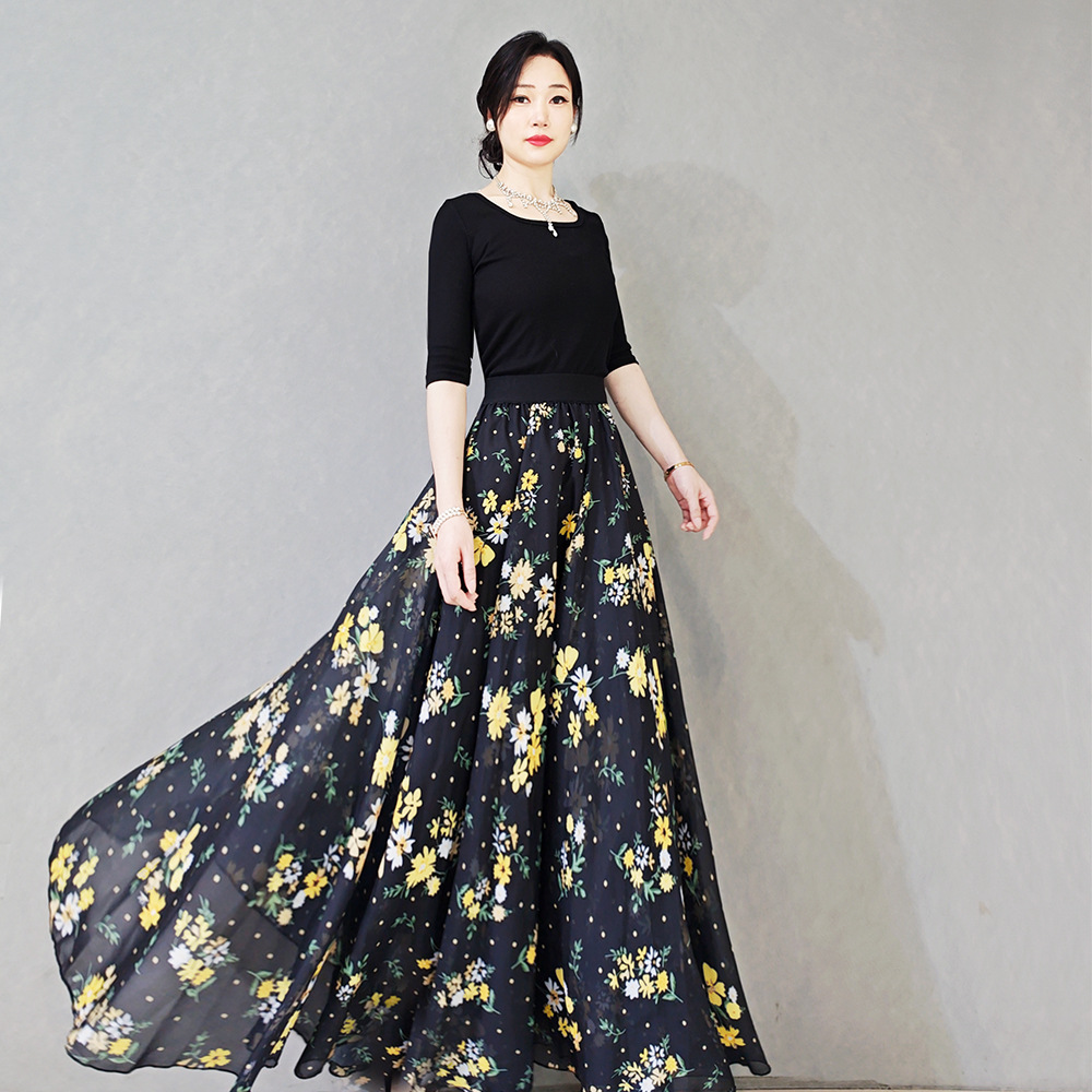 Shiffon long skirt for dance show