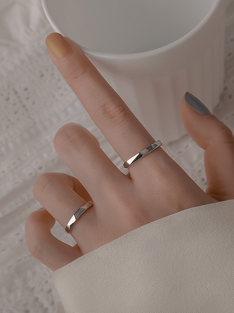 Minimalist Smooth Diamond Shaped Ring For Women Adjustable Open_voghion.com
