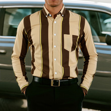跨境外贸批发 跑量男士款竖条纹时尚多色长袖衬衫男装大码潮衬衣