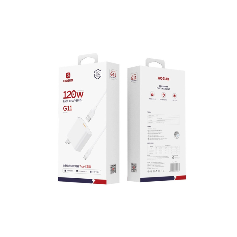 《10 Get 1 Free》120W Full Protocol G11 Fully Compatible Fast Charging Head Type-C Set Suitable for Vivo Charging Head