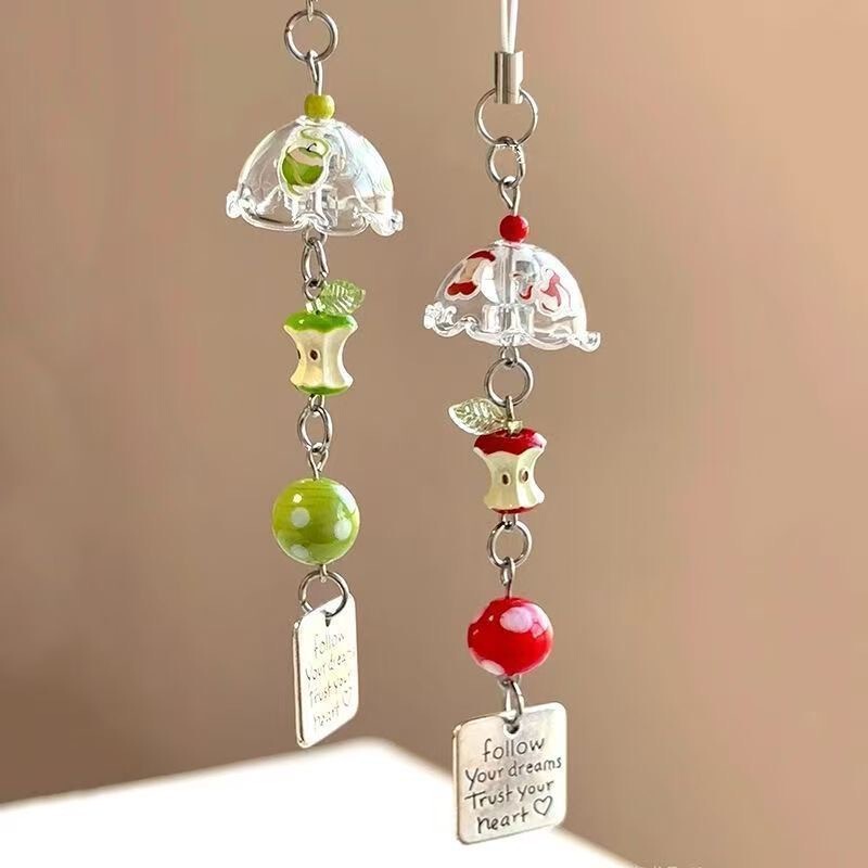 Wind Chime Apple Core Bestie Pendant Mobile Phone Camera Bag Backpack Keychain Lanyard Ins Style Cute Versatile Gift Giving
