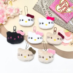 厂家直销毛绒kitty猫小挂件diy发饰饰品黑皮KT猫hellokitty小挂件