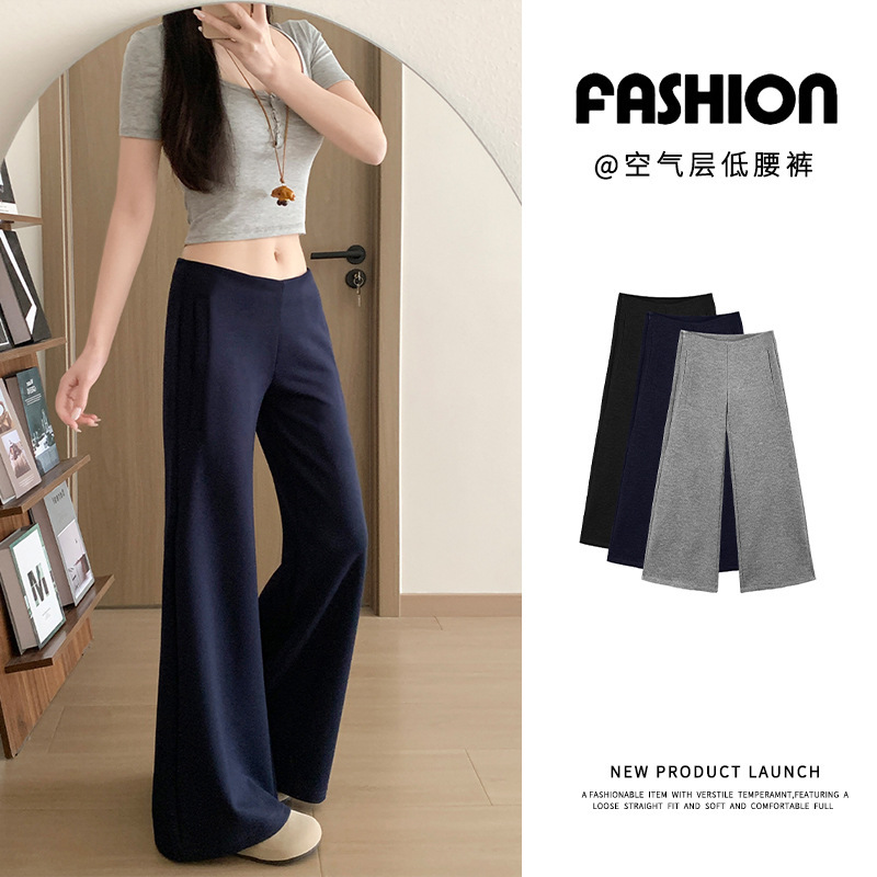 Air Layer Low-Waist Drapey Wide-Leg Pants That Make You Look Taller and Slimmer, Floor-Length Flared Pants, Versatile Casual Stylish Sports Sweatpants Air Layer Low-Waist Drapey Wide-Leg Pants That Make You Look Taller and Slimmer, Floor-Length Flared Pants, Versatile Casual Stylish Sports Sweatpants