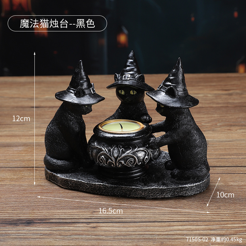 クロスボーダーハロウィン燭台デスクトップ装飾装飾品ゴーストフェスティバルゴーストウィザード猫ホリデーデコレーション|undefined