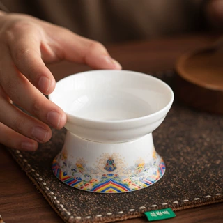 【宫廷风】羊脂玉瓷珐琅彩海水江崖公道杯过滤茶组茶壶功夫茶具