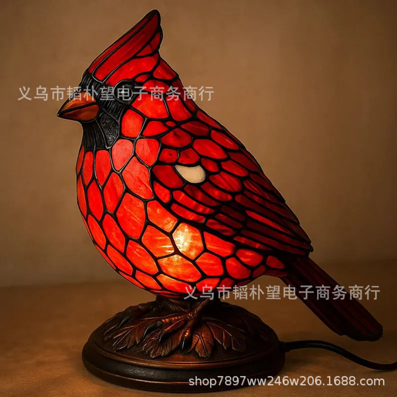 跨境摆件Cardinal Lamp装饰红鸟动物台灯树脂装饰摆件|undefined