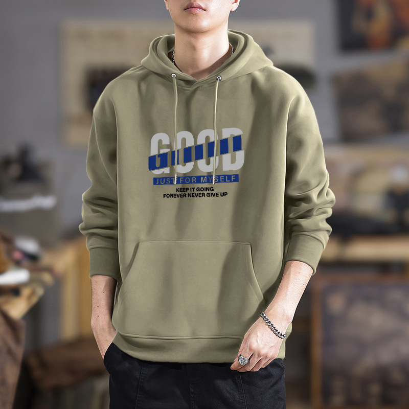 Peso pesado chaqueta con capuz para hombres primavera y otoño marca de moda de alta calle pesado abrigo holgado estudiantes estilo de Hong Kong suéter universal